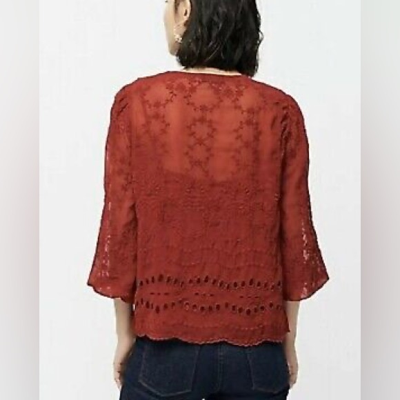 J.Crew peasant lace embroidered blouse - Picture 6 of 7